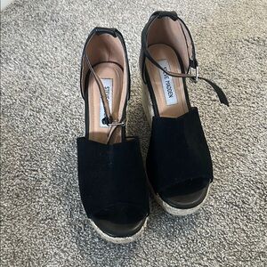 Steve Madden Black Women's Wedge Sandals